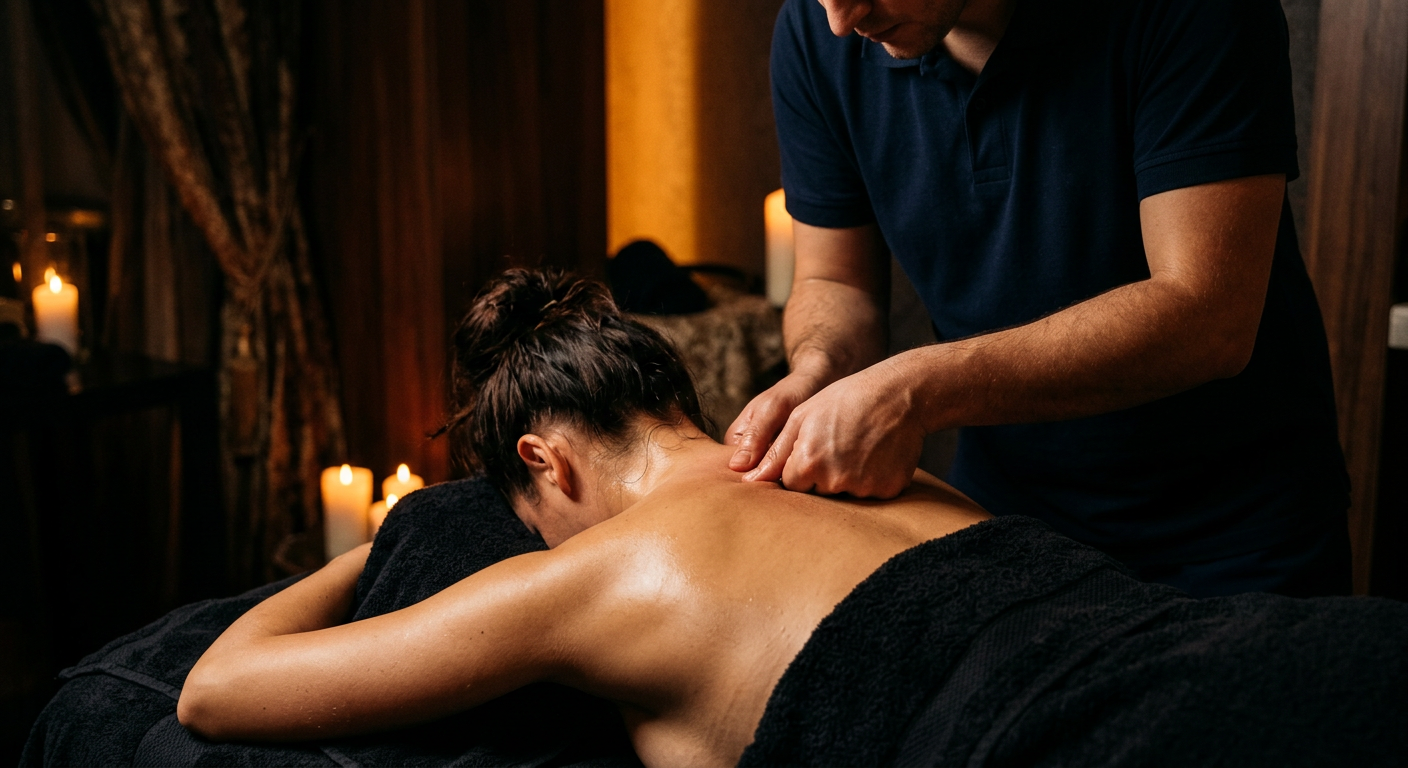 Luxury massage therapy at J Massage SLC — candlelit deep tissue session