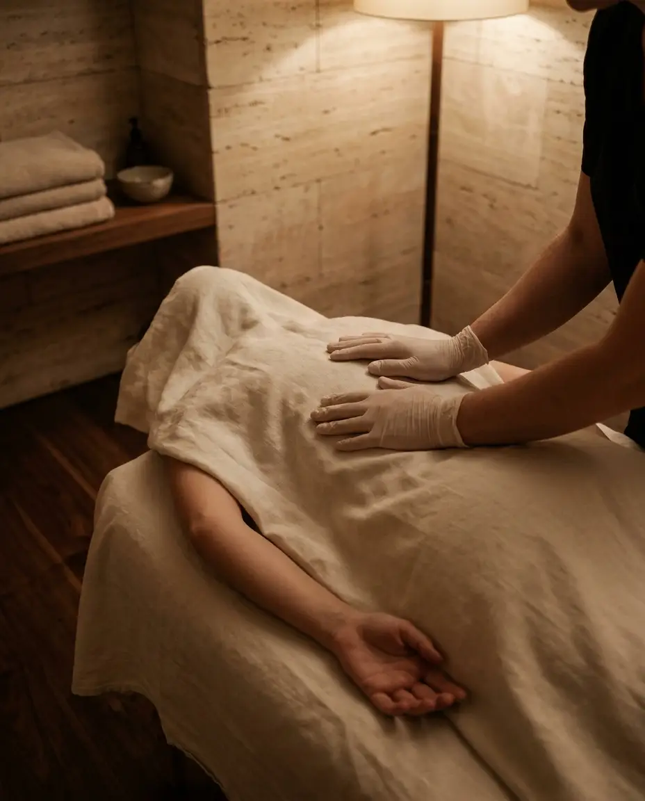 Myofascial release - sustained pressure on the back fascia